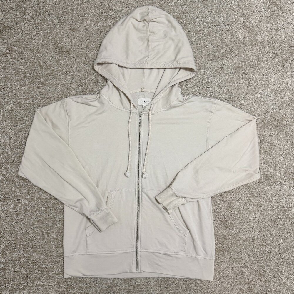 Lou & Grey Zip-Up Hoodie – Soft Neutral | Size M